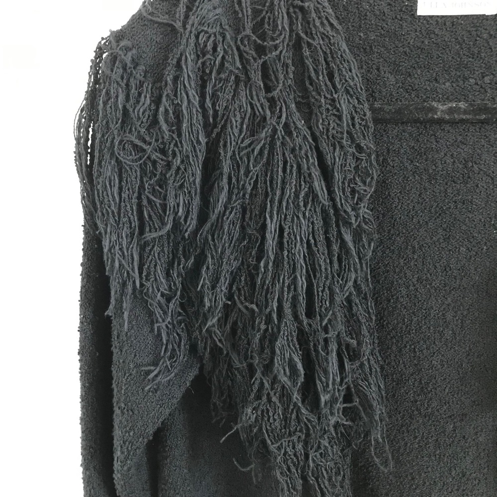 Ulla Johnson Womens Astras Fringe Cardigan Sz S Black 100% Cotton Open Front - Picture 3 of 7